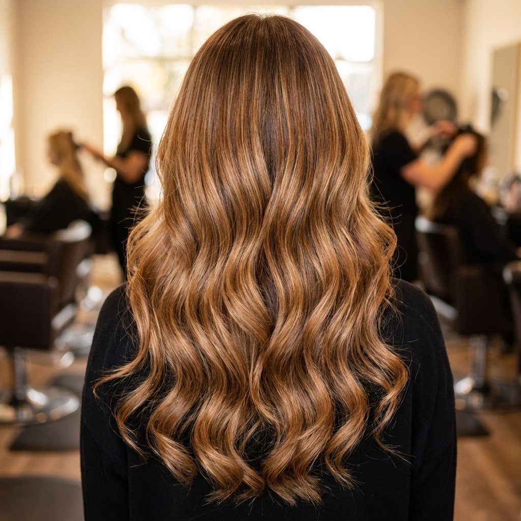 Glanzend gestyled haar met warme kleur